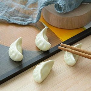 Chopsticks 1/2/3/5Pcs Creative Ceramic Holder Cute Dumplings Shape Spoon Fork Ware Rest Rack Kitchen Tableware Decors