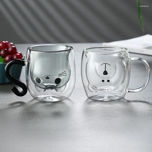 Wine Glasses Lovely Pet Double Layer Glass Cup Home Breakfast Milk Drinkware Coffee Office Water Kitchen Accessories Kid's Gifts