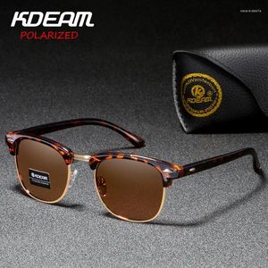 Sunglasses KDEAM Classic Fashion Semi Rimless Polarized Men Women Design Half Frame Metal Sun Glasses Gafas De Sol