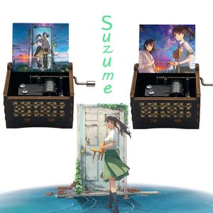 Anime Suzume No Tojimari Wooden Music Box 18 Tones Antique Handmade Gift for Fans Souvenir Friends Birthday Christmas Year 240118