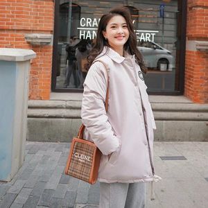 Women's Trench Coats Winter FashionJacket Coat 2024Hong Kong Style Warmth Parka Causal Fashion Student Solid Color Down Cotton Jacket