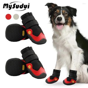 Dog Apparel 4Pcs Set Shoes Anti Slip Reflective Pet Boots Waterproof Breathable Sock Footwear For Dogs Outdoor Traveling Protector