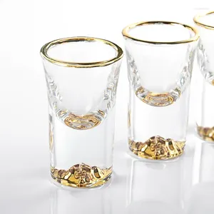 ワイングラスリードフリーガラスジンシャンバイジーの金地金弾丸カップ