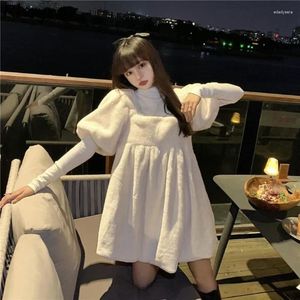 Work Dresses Sets Women Fall Tender Trendy Solid Turtleneck T-shirts And Lovely Princess Style Dress Mini Casual Schoolgirl Sweet Y2k