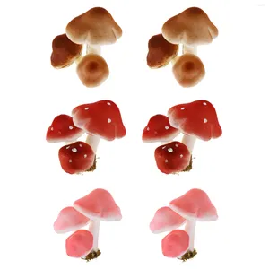 Decorative Flowers 6pcs Froth Mushroom Simulation Garden Miniatures Decoration Ornaments Accessorie ( )