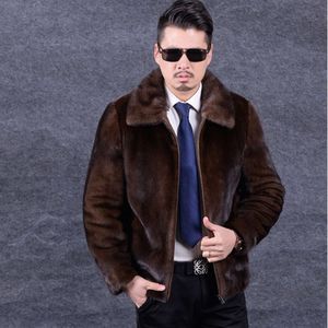 Autumn and Winter Designer Mens Imitation Mink Fur Grass Coat Medium Long Haining Whole Is Slim 7LAB