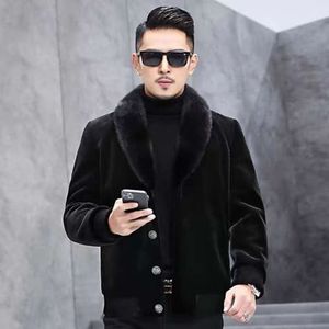 Mink Coat Mens Haining Lapel Fur Autumn and Winter Gold Large Thickened Jacket JL4V