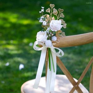 Dekorative Blumen Künstliche Stuhllehnenblume Mehrfarbige Kirchenbank für Hochzeiten, Kirchenzeremonien, Partys, Gangdekoration