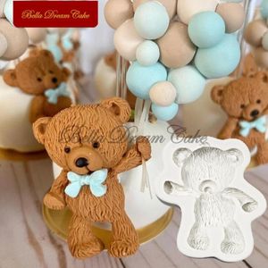 Bakning formar 3D fuzzy björn design silikon mögel fondant choklad mögel diy lera modell kakan dekorera verktyg kök tillbehör baksida