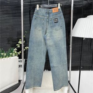 Женские дизайнерские джинсовые брюки, модные джинсы, длинные брюки с вышивкой на спине, классические джинсовые брюки в стиле хип-хоп