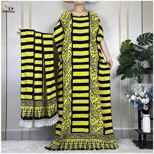 Ubranie etniczne Najnowsza letnia moda sukienka z krótkim rękawem z dużym szalikiem 2024 Afrykańskie kobiety dashiki drukowane bawełniane maxi islam swobodne luźne luźne