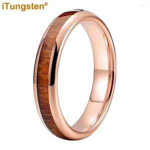 Alyans Itungsten 4mm 6mm 8mm Koa Ahşap Yüzük Tungsten Band Erkekler için Kadın Kubbeli Cilalı Modaya Mühendilik Konforu