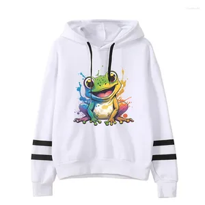 Hoodies femininos moda unissex sapo impresso com capuz camisas streetwear casual pulôver topos