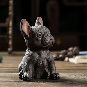 Ceramiczna herbata Pet Ornament Boutique fioletowy gliniany zamożny pies herbata herbata Pet Ręcznie robione rzeźba Ceremonia herbaty dekoracja 240130