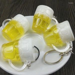 Keychains Resin Beer Cups Key Chain Simulation Food Handicraft Women Men For Car Bag Ring Holder Pendant Jewelry Accessories Cute Gift