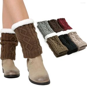 Damen-Socken, gestrickte Knöchel-Beinwärmer, Geschenke, verdicktes Fleece, Knie-Woll-Häkelstiefel-Manschetten-Topper