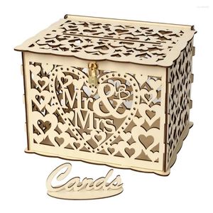 Scatola per forniture per feste Scatole regalo in legno di nozze Busta con supporto in legno Ricevimento di denaro fai da te Bomboniere per fiori Auguri Messaggio ombra Ospite buono