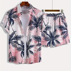 Männer Trainingsanzüge Sommer Männer Mode Hawaiian Urlaub Hemd Set Männlich 3D Coconut Tree Print Strand Shorts Casual Trainingsanzug Streetwear