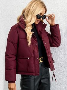 Trench da donna Donna Corto Parka Giubbotti Autunno Inverno 2024 Tasche casual Addensare Capispalla Donna Caldo Cappotto da neve Imbottito in cotone