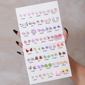 Studörhängen 20st/set Cute Cartoon Animal for Women Trendry Korean Harts Flower Bear Earring Jewelry Party Gifts 2024