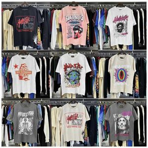 Men's T-Shirts Hellstar Cotton T shirt Fashion Black Men Women Designer Clothes Cartoon Graphic Punk Rock Tops Summer High Street Streetwear yt
