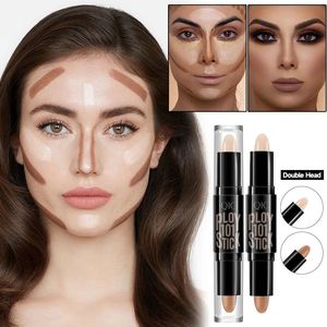 Contour Stick podwójna głowica Contorzy Wodoodporne matowe wykończenie Wzdłughters cień Całe kółka Konturowanie ołówek kosmetyki 240129