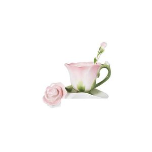 Coffeware sätter 3D Rose Shape Flower Emamel Ceramic Coffee Tea Cup and Saucer Spoon High-klass porslin Creative Valentine Gift Desi Otjks