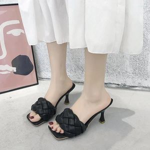 Шлепанцы, летние женские сандалии с открытым носком на тонком каблуке, простые туфли без шнуровки в корейском стиле, женские платья-лодочки, Zapatos Mujer