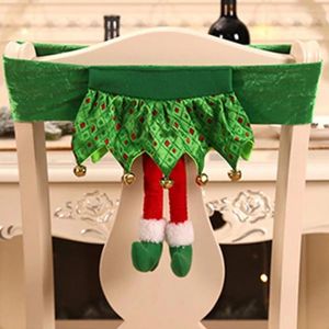 Chair Covers Festive Christmas Santa Claus Elf Legs Dining Back Cover Kitchen Decor