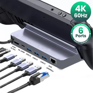 Estação de encaixe para deck de vapor, compatível com hdmi, 4k, 60hz, pd, 100w, usb 3.0, cabo adaptador, laptop, macbook pro