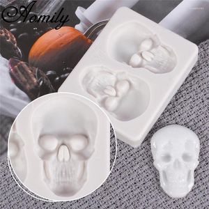 Stampi da forno Aomily Stampi in silicone a forma di teschio Tricky Halloween Fai da te fatti a mano Stampo per torta fondente Zucchero artigianale Strumenti per cioccolato Decor