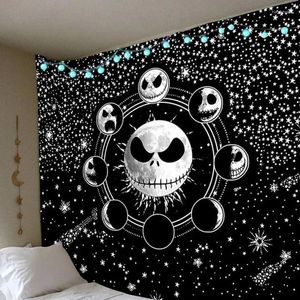 Tapeçarias Nightmare Before Christmas Starry Night Sky Presente para amantes de filmes Tapeçaria de poliéster amigável à pele Tapiz 95x73cm