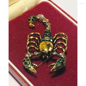 Broszki w stylu vintage Green Crystal Scorpion Scorpio Znak gwiazdy Horoskopowy Pin broszkowy