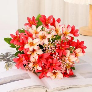 Decorative Flowers 6 Fork 18 Head Artificial Royal Lily Plant Decorations Wedding Home Decoration Accessories Pography Props DIY Bouquets