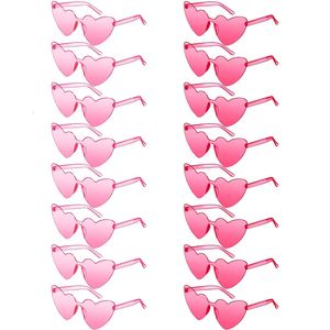 Love Heart Shape Solglasögon för kvinnor Pink Rimless Glasses Transparenta Party Solglasögon Bachelorette Bröllopspresent till gäster 240118