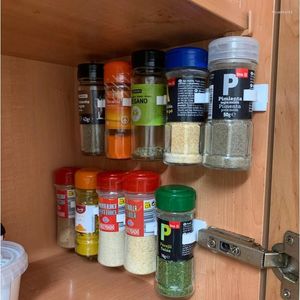 Kitchen Storage Spice Bottle Racks Clips Rack Wall Jars Holders Plastic Clip Jar Cabinet Door Ingredient Holder