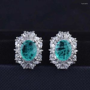 Studörhängen 2024 Trend Unique Inlay Dazzling Paraiba Tourmaline Jewelry for Women Wedding Engagement Anniversary Gifts