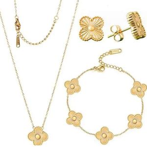 4 folhas trevo colar designer de jóias de luxo conjunto pingente colares pulseira brincos ouro prata mãe de pérola colar link corrente das mulheres 45454