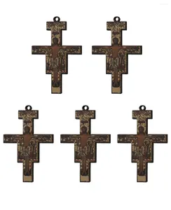 Colares Pingente Diyalo 5 Pcs De Madeira São Francisco De Assis Tau Cruz Ortodoxa San Damiano Crucifixo Para DIY Jóias Acessórios