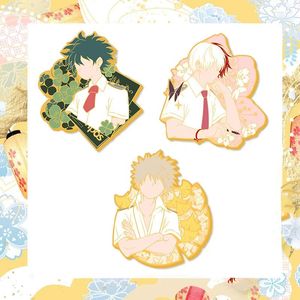 Broches anime meu herói academias esmalte pino bonito dos desenhos animados midoriya izukus bakugou katsukis todoroki sos medalha broche acessórios