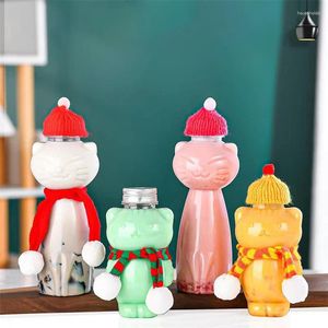 Su Şişeleri 350ml 500ml Karikatür Kedi Şişesi Kawaii Plastik İçme Bardakları Tırnak Sanatı Diy Şeker Takı Depolama