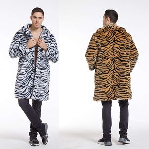 Höst- och vinterdesigner Mens Imitation Fur Coat Tiger Lång mode Big Size RFZQ