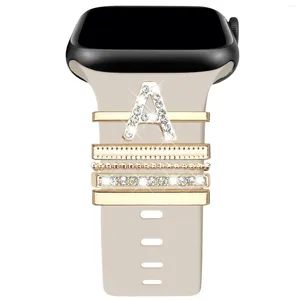 Uhrenarmbänder Buchstabendekoration Dekorative Ringe Schlaufen für Apple Silikon Charms 45mm 44mm 42mm 41mm 40mm 38mm IWatch 8 7 6 5 4 3