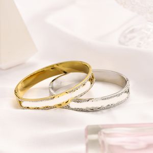 Women's Designer Luxury Gold Bangle Letter Print, Fashion Brand 18K Gold Plated Stainless Steel Bracelet Perfect for Wedding Jewelry and Love Gifts