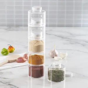 Storage Bottles Lightweight 6Pcs Practical Stackable Space Saving Seasoning Multipurpose Spice Tower Refillable For Dinner Room