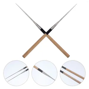 Kitchen Storage 2 Pcs Fillet Sashimi Chopsticks Travel Wooden Classic Style Stainless Steel Home-use