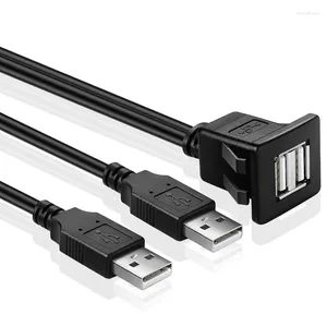 Nku 1m 3ft 2 porte Dual USB 2.0 Cavo di prolunga quadrato Montaggio a incasso Pannello cruscotto per cavo impermeabile per barca auto