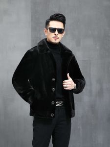 Mens Whole Mink Suit Collar Velvet Grade Imitation Fur Coat Designer ME7I