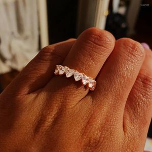 Pierścienie klastra Śliczne pierścień serca Złoty srebrny kolor regulowany dla kobiet nastolatków Anilos Mujer Fashion Biżuter