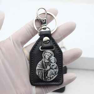 keychains cottvost.christopher Jesus使徒聖ベネディクト22スタイル宗教聖母マリア私たちの奇跡的なメダルレザーキーチェーン